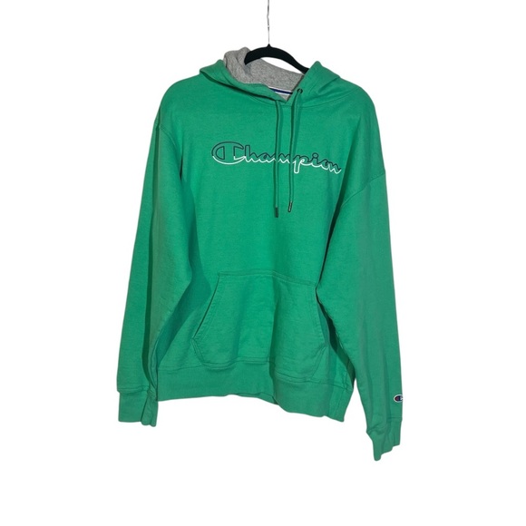Champion Pullover Hoodie Spell Out Fuchsia Green Men’s Size Large - Picture 1 of 6